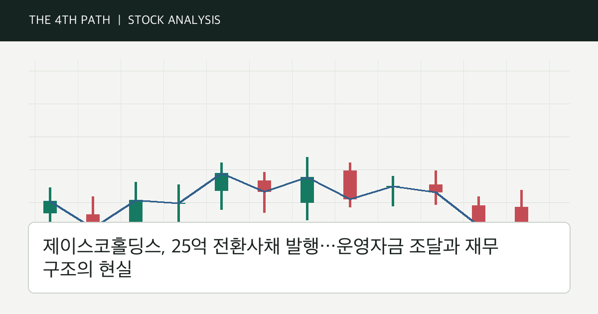 제이스코홀딩스, 25억 전환사채 발행…운영자금 조달과 재무 구조의 현실 자체 제작 분석 이미지