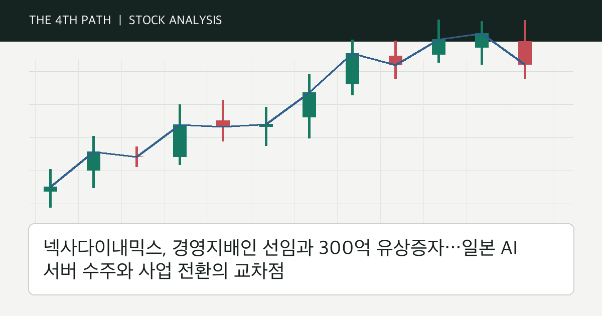 넥사다이내믹스, 경영지배인 선임과 300억 유상증자…일본 AI 서버 수주와 사업 전환의 교차점 자체 제작 분석 이미지